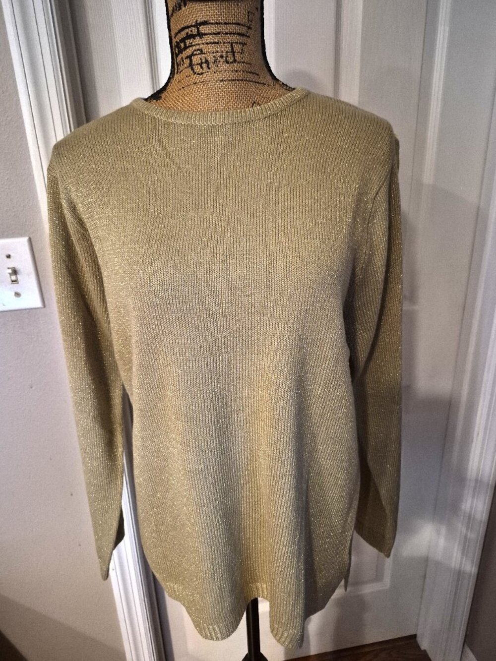 1990s Anthony Richards Gold Metallic Long Sleeve Sweater